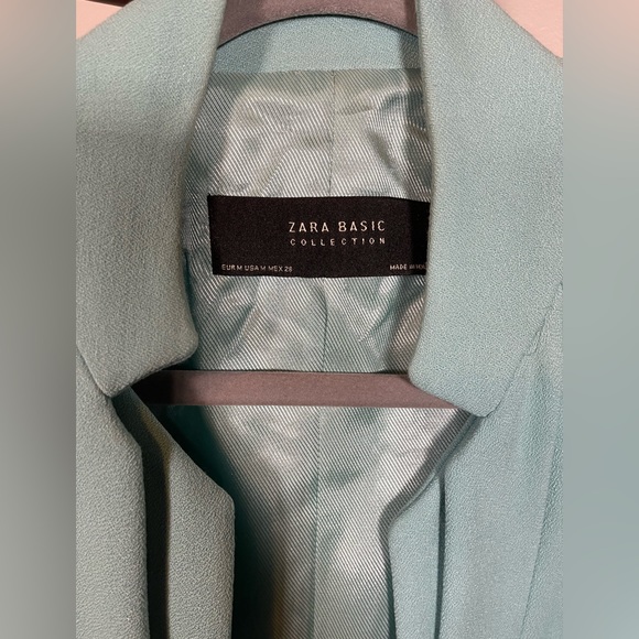 ZARA Mint Double Collar Long Blazer Size M - Picture 3 of 12